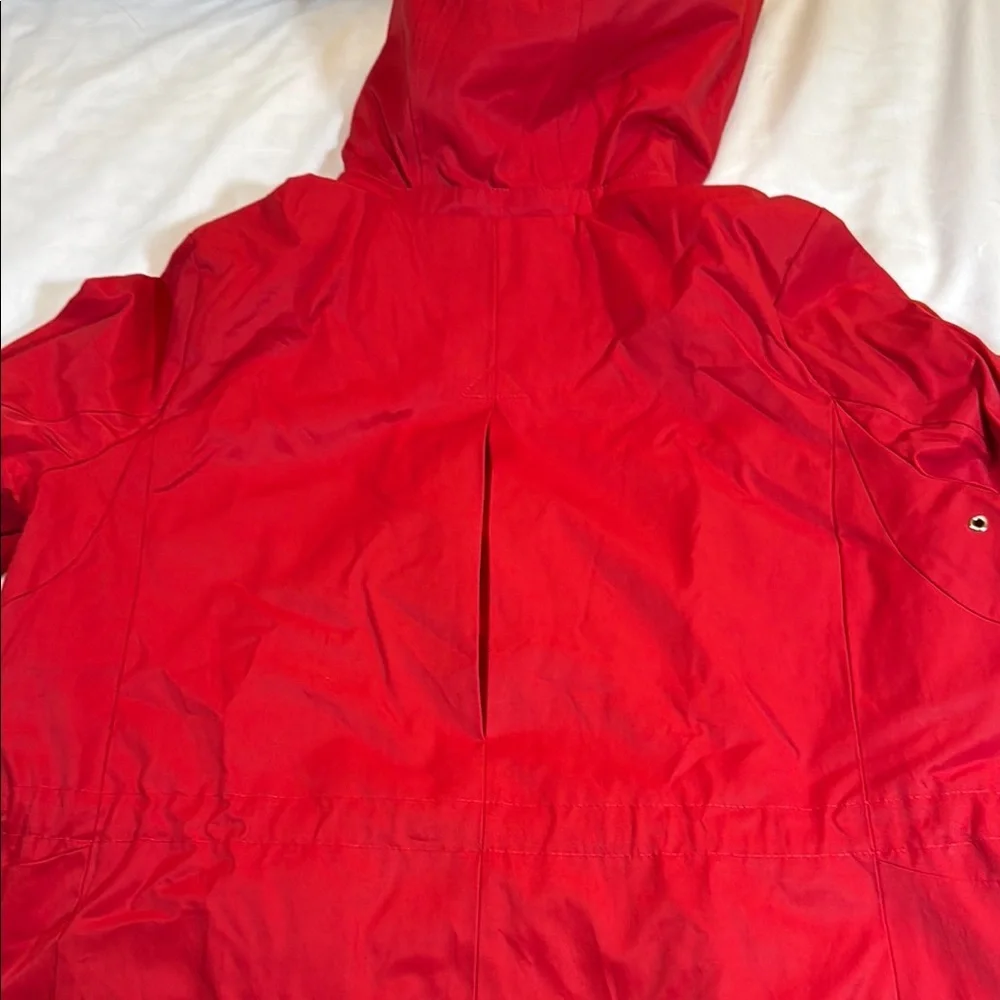 Cole Haan Red Rain Jacket Hip-Length with Removable Hood - Picture 13 of 14